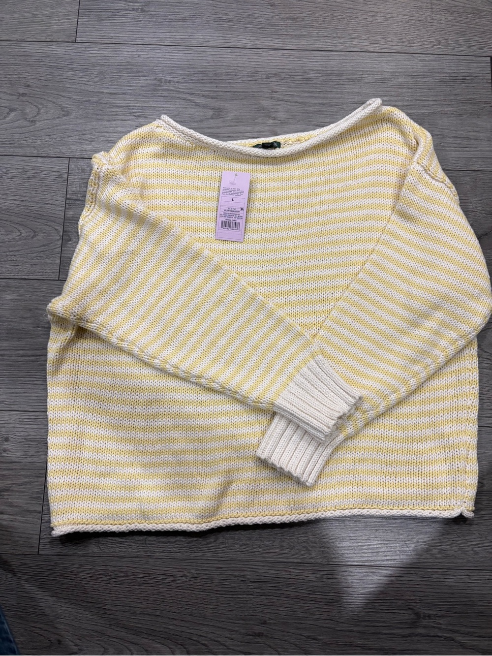 wild fable Yellow and Cream Striped Boatneck Sweater